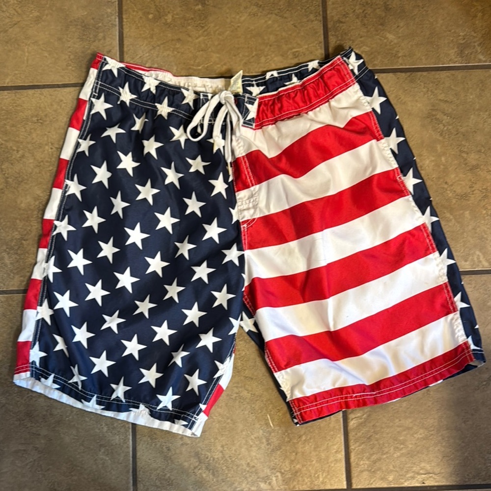 Faded Glory Red, White, and Blue Men's Swim Shorts